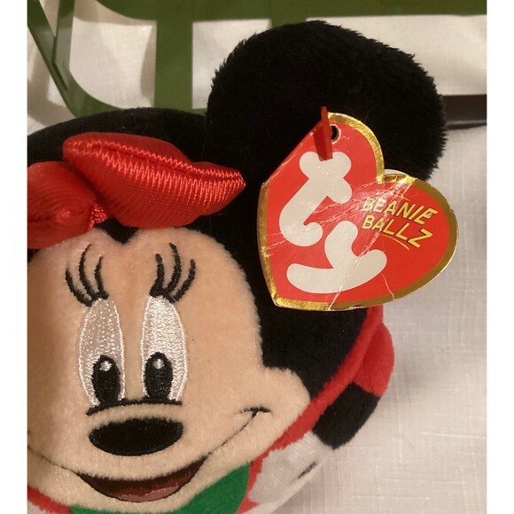 TY Disney Mickey Mouse & Minnie Mouse Beanie Ballz Plush Christmas with Tags - Picture 4 of 9